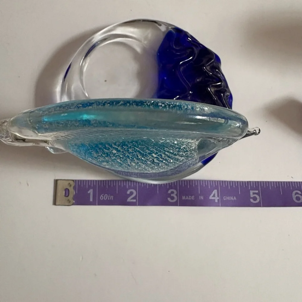PartyLite Riviera Art Glass Angel Fish Tealight Candle Holder Orange Blue 3 - Picture 11 of 13